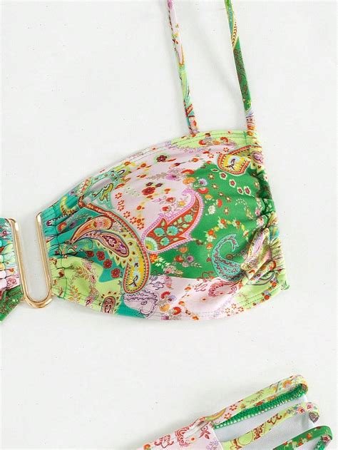 Women Paisley Print Swimsuit Set Random Print Summer Beach Vacation Bikini Set Shein Usa