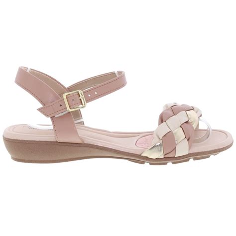 Sandalia Modare Nude con Tacón Bajo con Trenzado y Detalles Metalizados