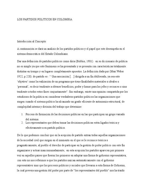 Los Partidos Politicos En Colombia Pdf Democracia Ideologías Políticas