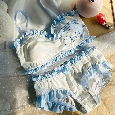 Sanrio Cute Cartoon Kuromi My Melody Cinnamoroll Printed Bikini Girl Swimsuit Kawaii Anime Lace