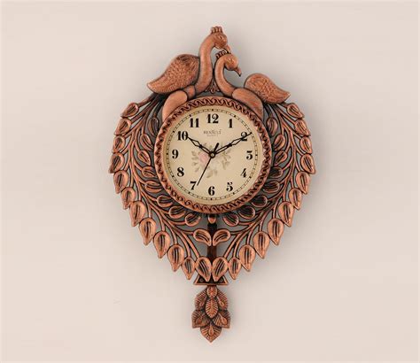 Buy Royal Brown Beautiful Peacock Analog Pendulum Wall Clock At 26 OFF