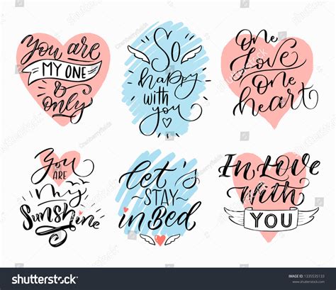 Vector Calligraphy Love Phrases Set Love Stock Vector (Royalty Free ...