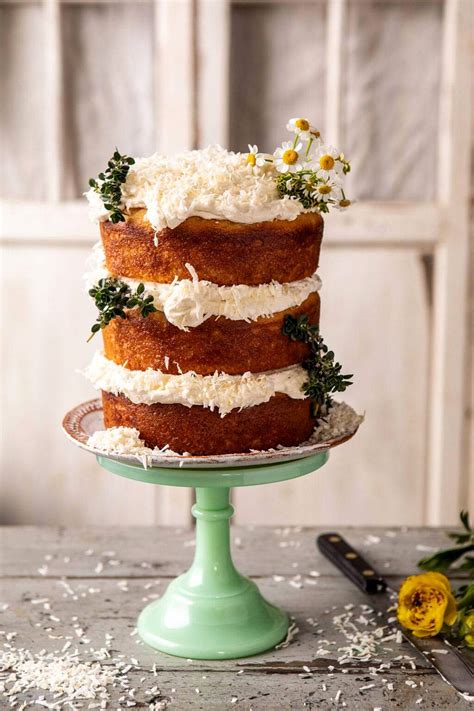 Lemon Coconut Naked Cake With Whipped Vanilla Buttercream Half Baked
