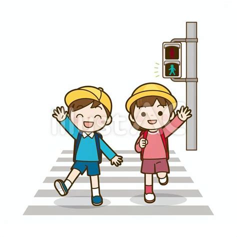 横断歩道を渡る小学生イラスト No 22884064｜無料イラスト・フリー素材なら「イラストac」