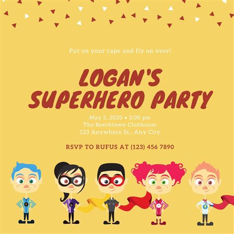 Free And Customizable Superhero Invitation Templates Canva