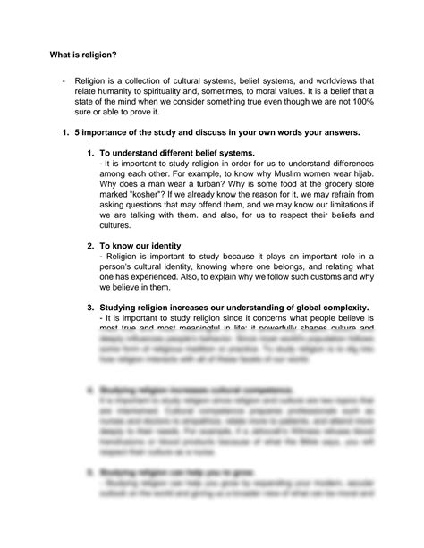 SOLUTION: Religion and its importance - Studypool