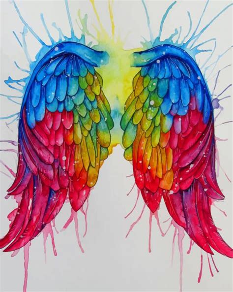 Rainbow Angel Wings Paint By Numbers - Numeral Paint Kit