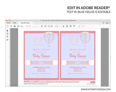 Hot Air Balloon Girl Baby Shower Printable Diaper Raffle Tickets And