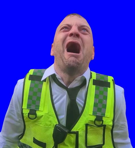 British Cop Crying And Screaming No Blue Screen Green Screen