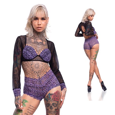 Conjunto Sensual Short e Cropped em Renda e Tule Lilás Sex Shop Loja do Prazer