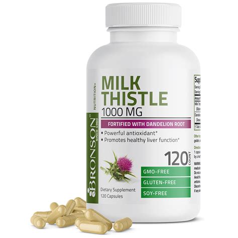 Milk Thistle 1000mg Silymarin Marianum And Dandelion Root Liver Health