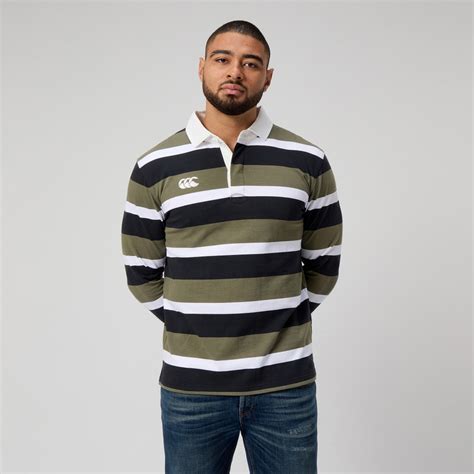 mens yarn dye stripe rugby green canterbury   zealand