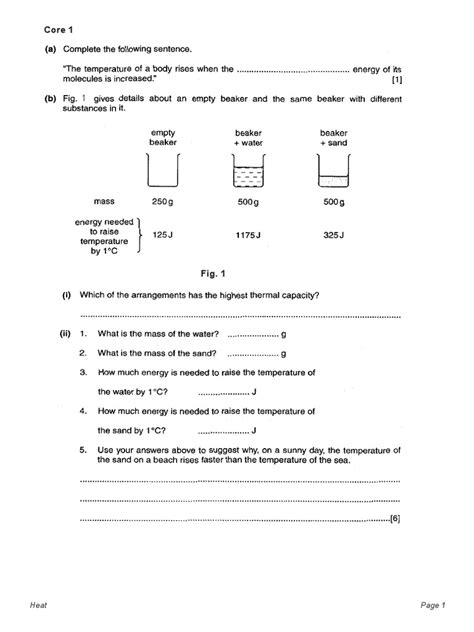 Heat Worksheetigcse Extended