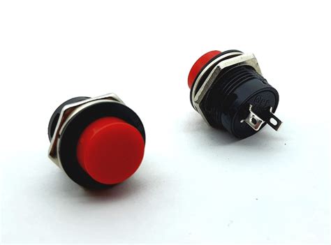 Кнопка без фиксации на замыкание красная, 3A/250VAC, 2 pin, МG-D 307