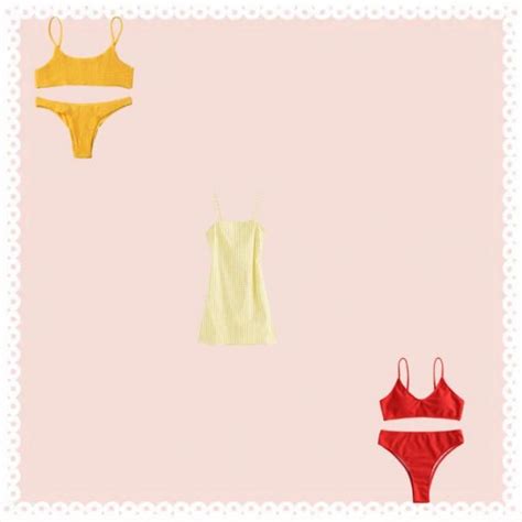 OFF POPULAR Smocked Bikini Top And Bottoms In YELLOW ZAFUL