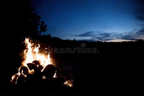 Campfire Light In Dark Night Time Stock Photo Image Of Campfire