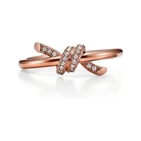 蒂芙尼tiffany Tiffany Knot 系列 18k 玫瑰金镶钻戒指 小迈步海淘品牌官网