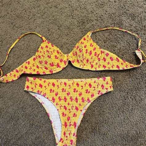 SHEIN Swim Yellow And Pink Bikini Set Poshmark