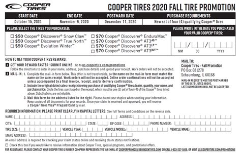 Cooper Tires Rebate Printable Form Printable Forms Free Online