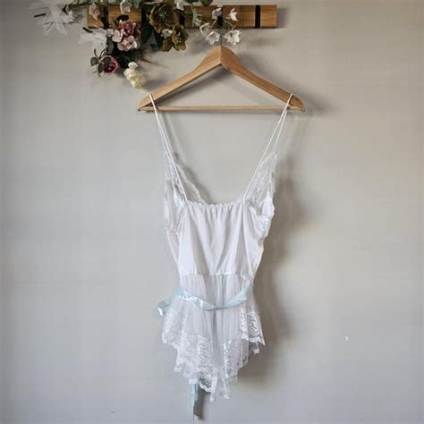 Vintage Lingerie Teddy Camisole 1970s Pastel Blue Gem