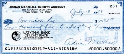 Brandon Lee signed checks