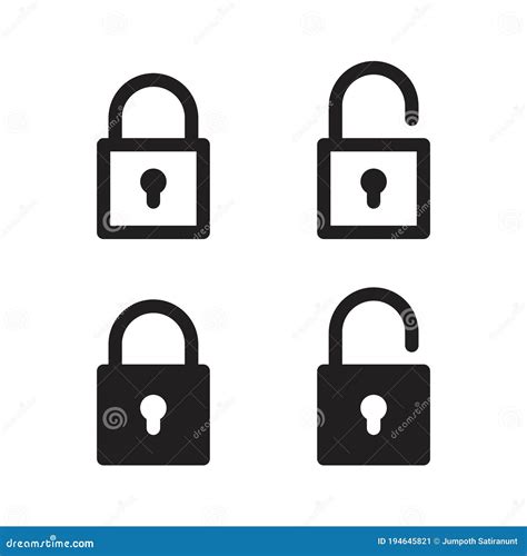 Padlock Icon Design Lock And Unlock Security Symbol Silhouette And