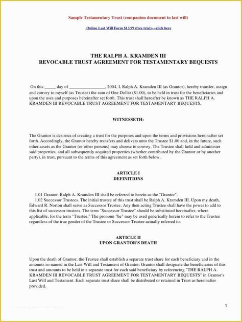 Free Last Will And Testament Template Microsoft Word