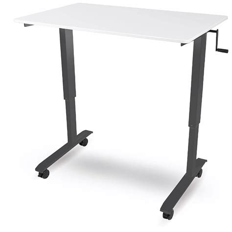 Crank Adjustable Height Standing Desk In Charcoal White Aptdeco