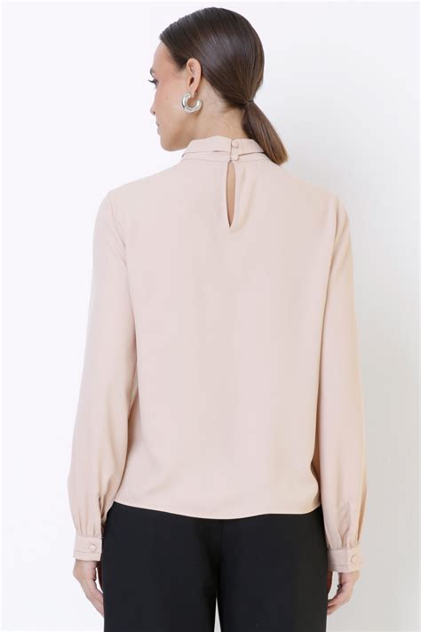 Blusa Crepe Pregas Nude Seiki