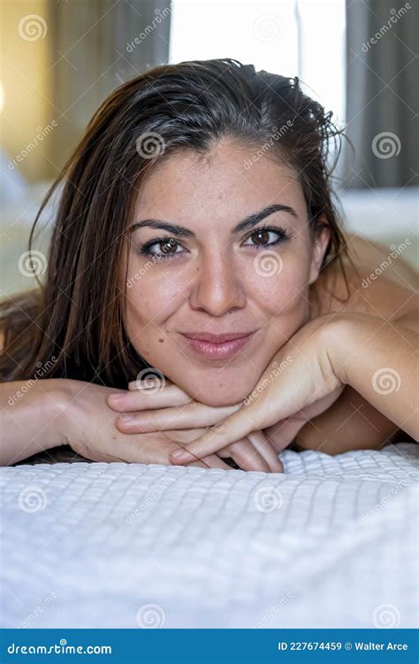 Gorgeous Hispanic Model Poses Nude In A Bedroom Environment Stock Image Image Of Glamour