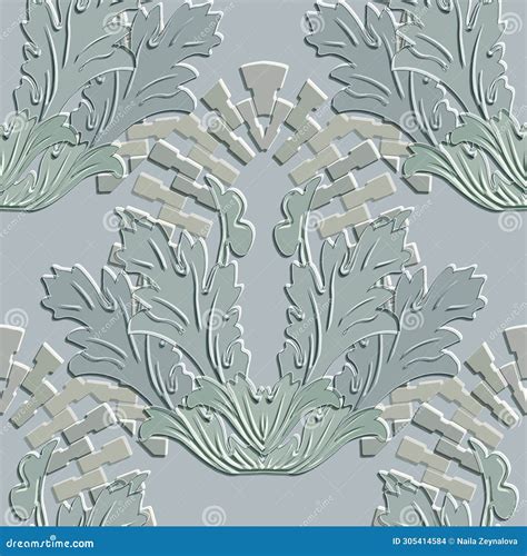 Embossed Floral Line Art Tracery D Seamless Pattern Ornamental