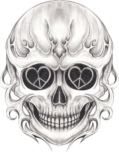 Art Surreal Skull Tattoo Hand Drawing And Make Graphic Vector