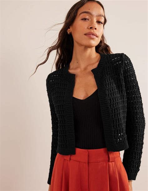 Cropped Crochet Cardigan Black Boden Uk