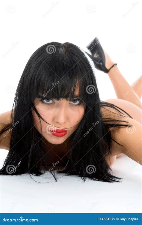 Portrait Of The Brunette With Blue Eye Stock Image Image Of Nude Beautiful 4654079