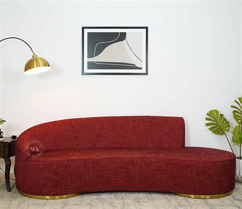 Buy Osbert Seater Curved Sofa Cotton Persian Plum At Off