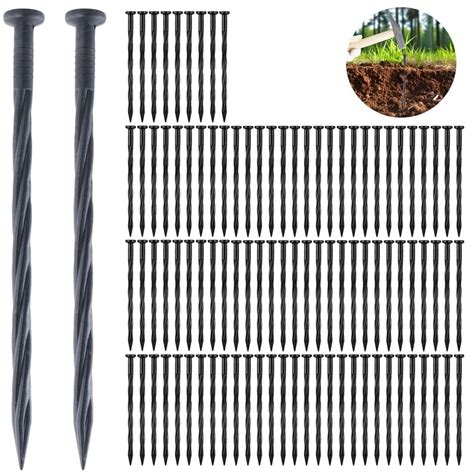 100 Pcs 8 Inch Landscape Stakes Spiral Garden Nails Heavy Duty Lawn Pins Yard Pegs