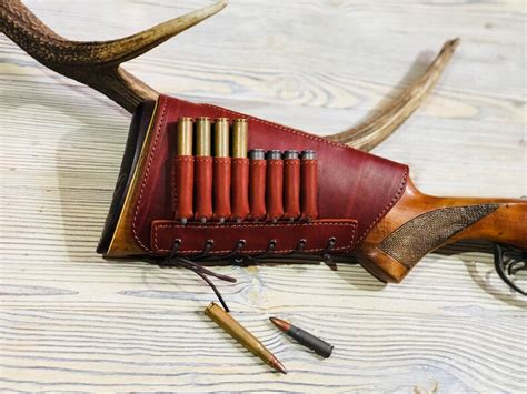 Leather Rifle Buttstock Ammo Carrier Cartridge Holder Leather Etsy