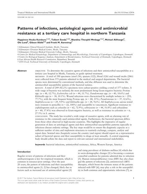 (PDF) Patterns of infections, aetiological agents, and antimicrobial ...