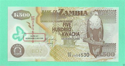 Zambia 500 Kwacha Polymer 2011 Unc Gem