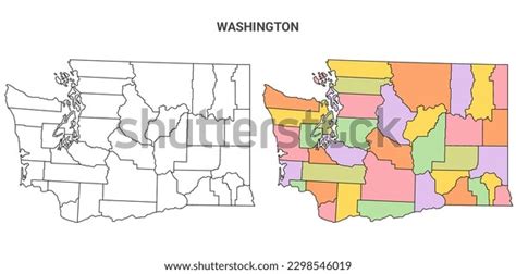 Washington State Outline County Map Set Stock Illustration 2298546019 ...