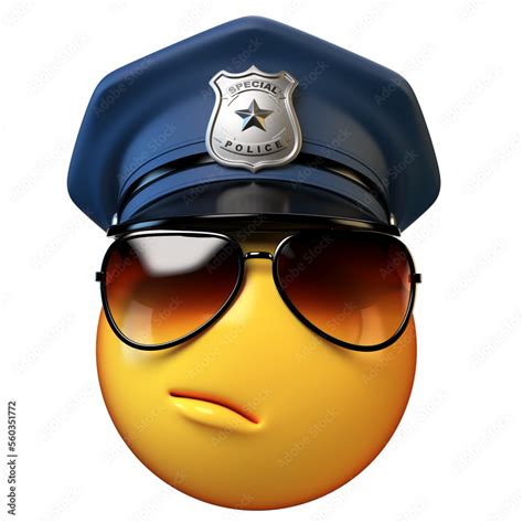 Policeman emoji isolated on white background, cop emoticon 3d rendering ...