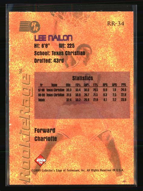 Carta Da Basket Lee Nailon Collector S Edge Rookie Rage Rr Ebay