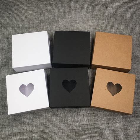 Pcs Lot Kraft Drawer Box With Pvc Heart Window For Gift Crafts