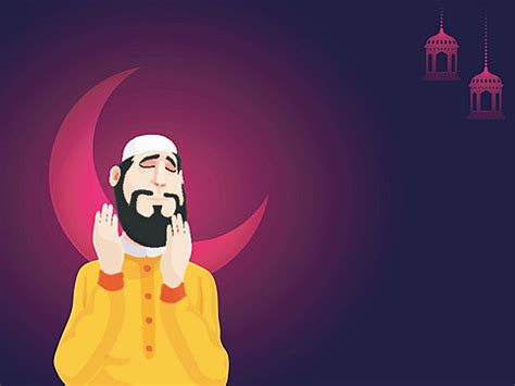 Praying Man For Islamic Festivals Concept Eid Al Zuha Character Arabian