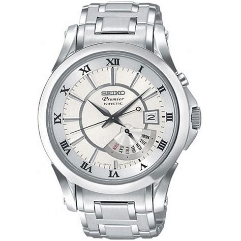 Seiko Premier Kinetic Chronograph White Dial Stainless Steel Bracelet