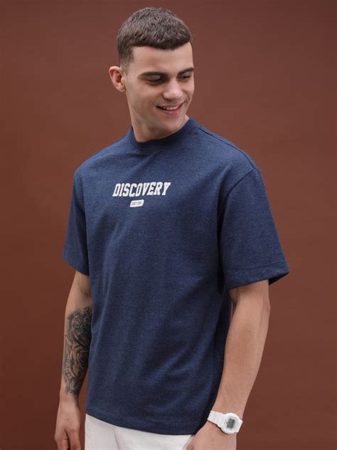 Buy Highlander Navy Blue Printed Oversized Fit T Shirt For Unisex