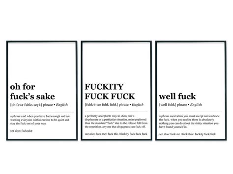 Fuck Definitions Decor Set 3 PRINTABLES Funny Office Definitions