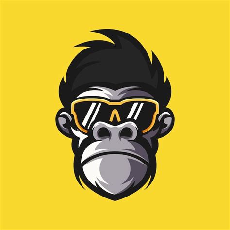 Ilustração em vetor design logotipo macaco Vetor Premium