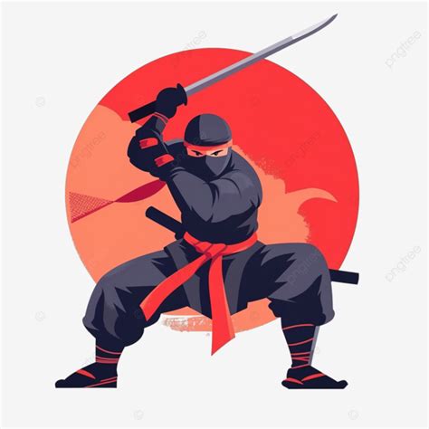 Ninja Flat Illustration Japanese Warrior Signs Vector Illustration Ninja Flat Design