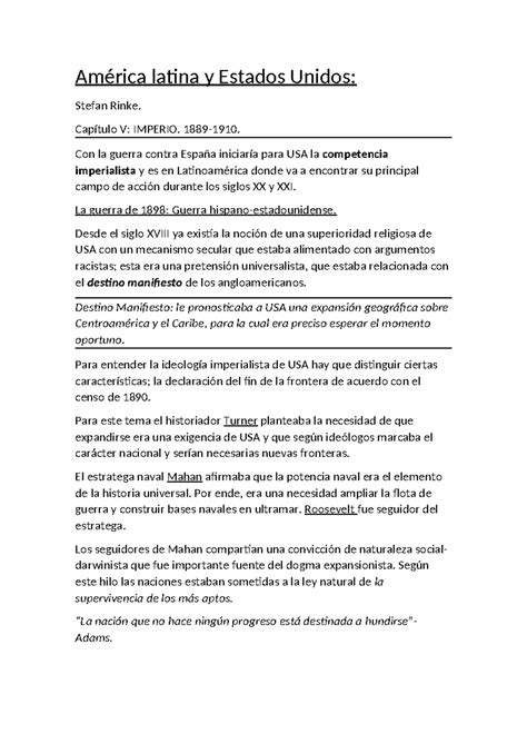 América latina y Estados Unidos América latina y Estados Unidos Stefan Rinke Capítulo V